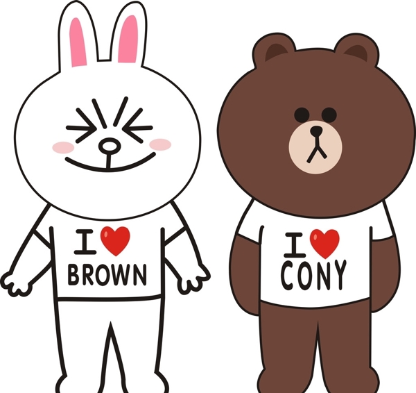 布朗熊和可妮兔矢量图图片