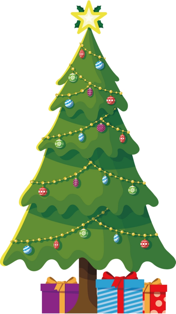 卡通素材圣诞节设计元素圣诞树装饰图案集合