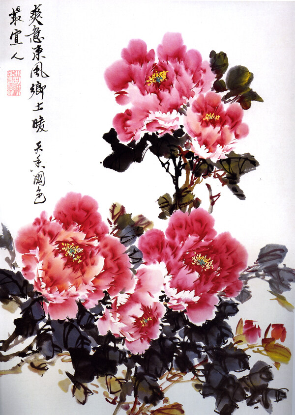 水墨牡丹裝飾畫圖片