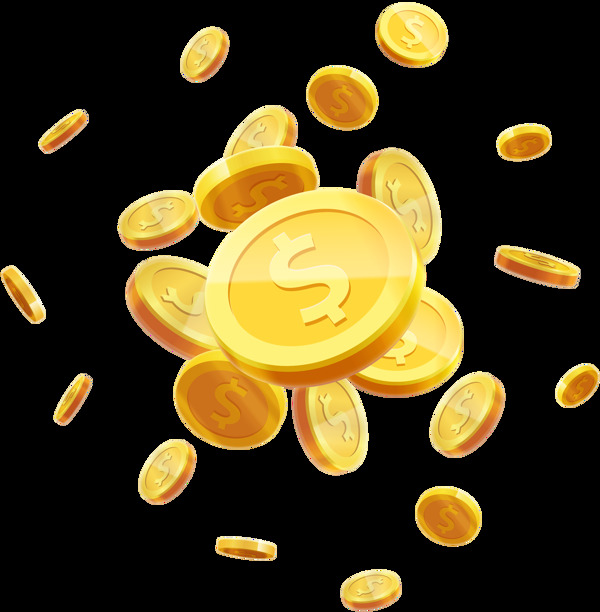 金幣散落png元素