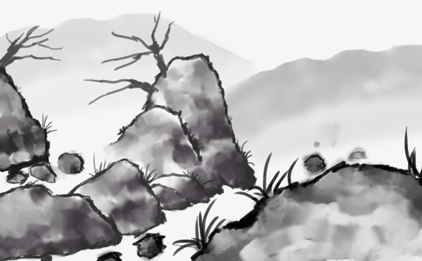 白色中國(guó)風(fēng)水墨山水背景