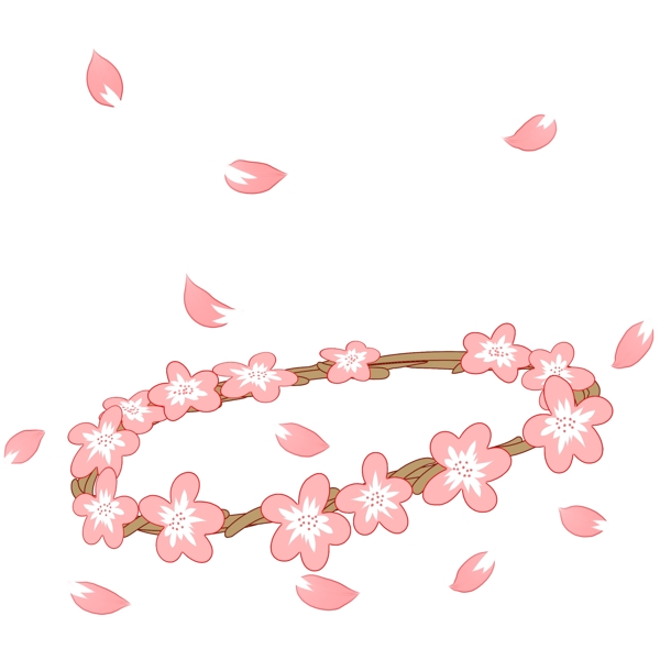 粉色樱花花环插画