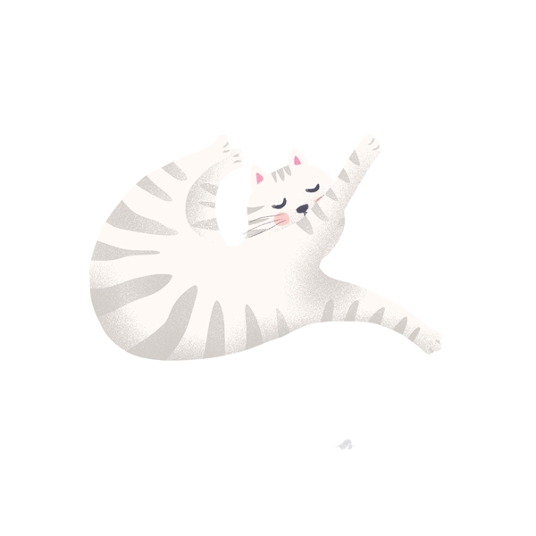 卡通手绘一只小白猫动物设计