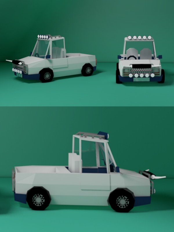 小车设计元素C4D灰绿背景小货车