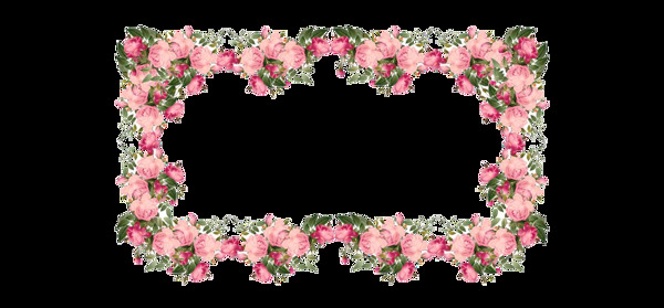 清新粉色花朵边框元素