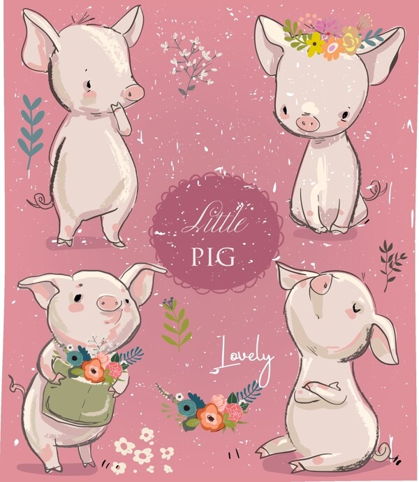 可爱手绘小猪图片
