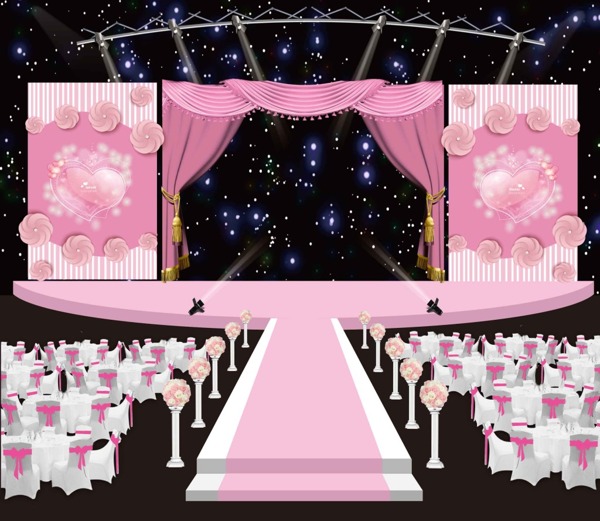 粉色婚礼主题舞台背景