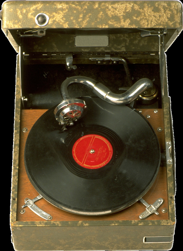 手绘复古气息唱片机png透明素材