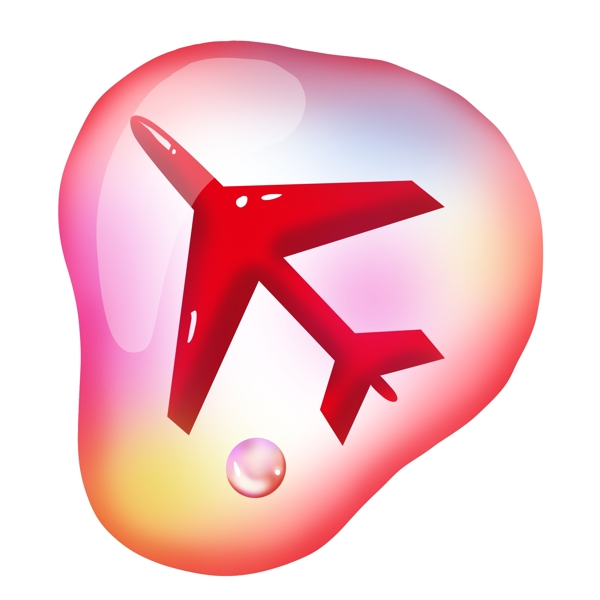 红色的飞机气泡插画