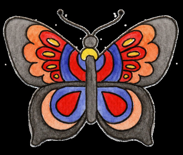 红纹翅蝶透明装饰素材