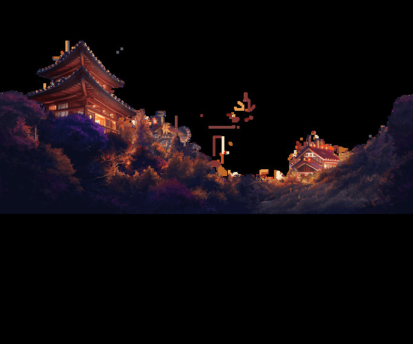 中國風(fēng)中式古建筑山林圖png