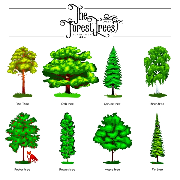 绿色时尚大树插画