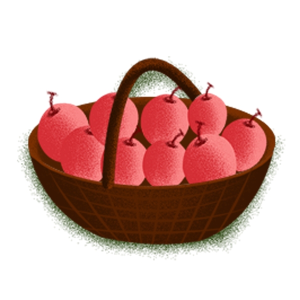 红色苹果篮子装饰