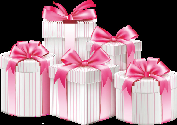 浪漫粉色礼盒元素