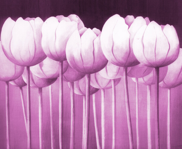 浪漫淡紫色花朵装饰画效果图