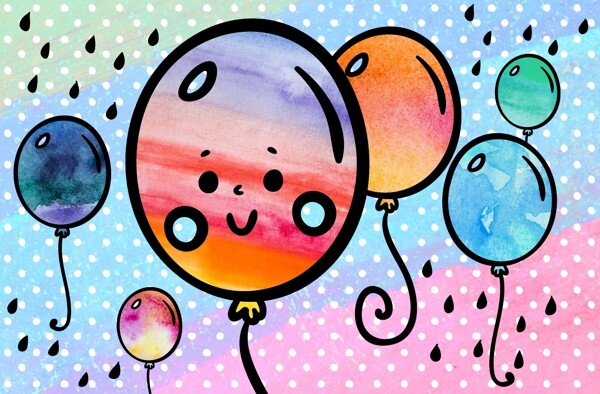 色彩缤纷鲜艳的气球装饰画PSD模板