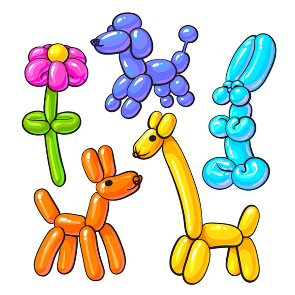 5款彩色动植物气球矢量素材