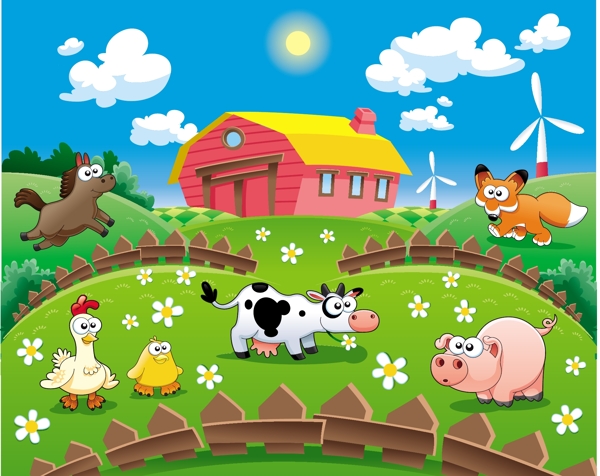 农场的小动物韩国插画