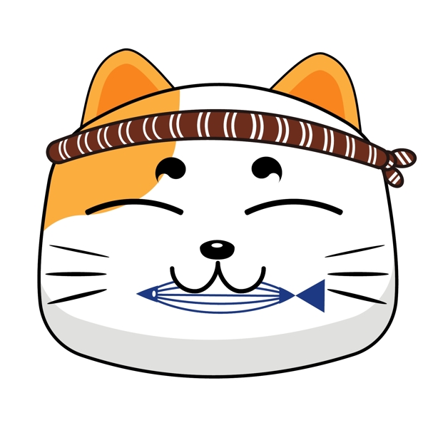 卡通動物吃魚的貓可商用