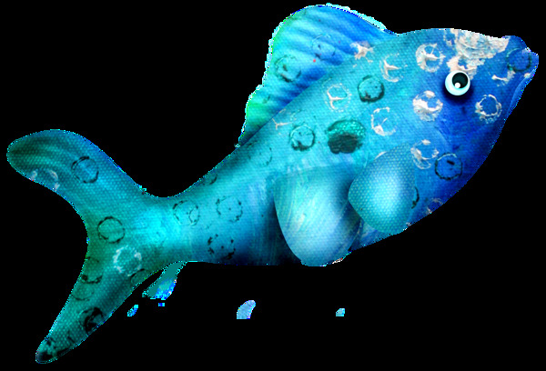 唯美彩绘深海鱼png透明素材