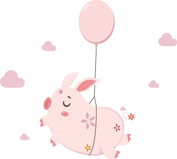可爱粉色飞天小猪形象设计