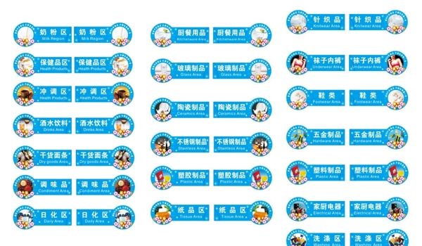 超市分類吊牌圖片