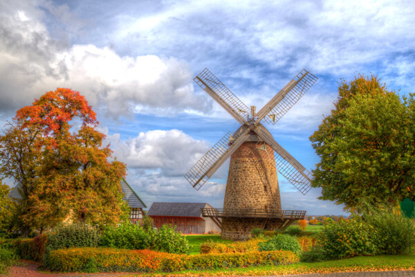 风景图荷兰风车