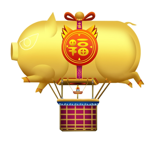 可商用高清交通工具金豬熱氣球