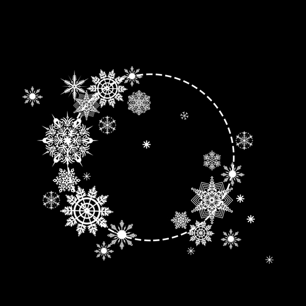 环形白色雪花节日元素