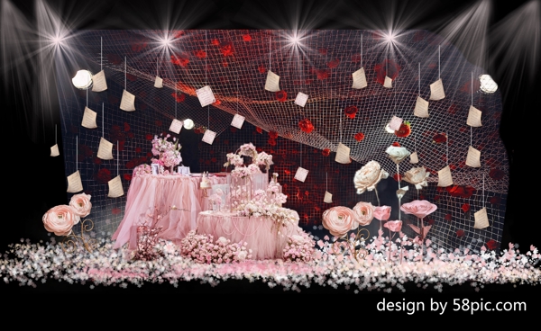 室内设计粉色婚礼甜品区psd效果图