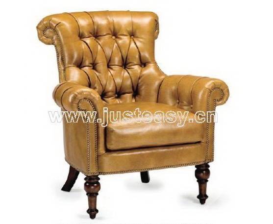 黄色的皮革沙发一把椅子单人沙发皮革制品