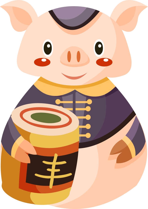 2019豬年扁平風(fēng)手繪卡通祝福豬