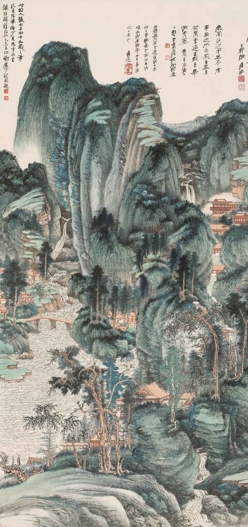 張大千仿巨然晴峰圖圖片