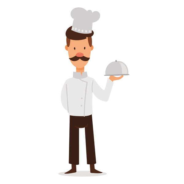 卡通可爱胡须的厨师矢量素材