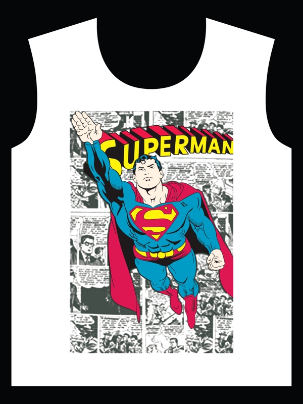 超人漫画风格T恤服装印花图案设