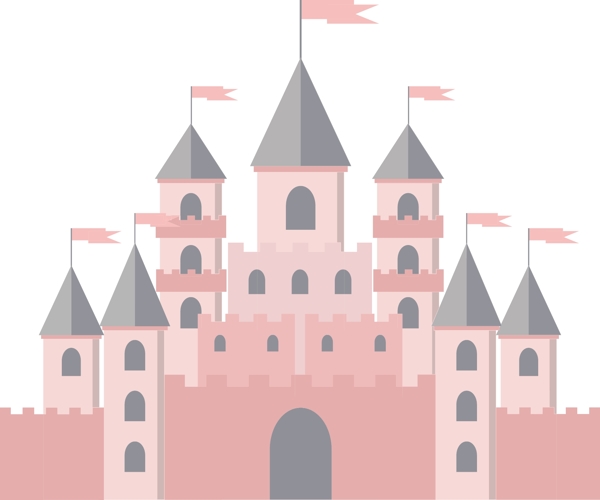 城堡建筑卡通插画