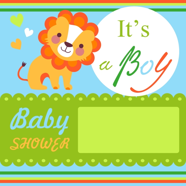 狮子迎婴卡片