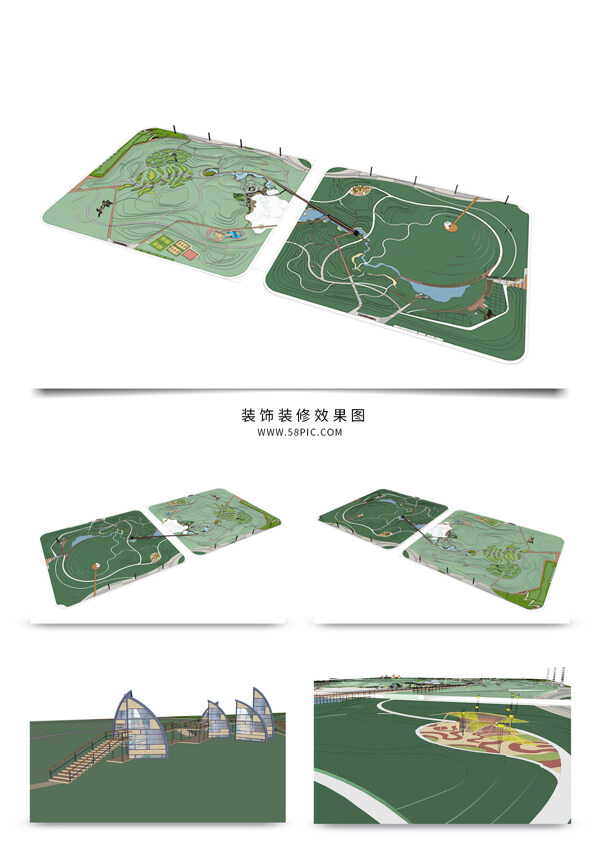 景观公园规划SU透视模型