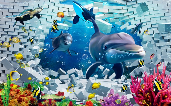 海底世界3D立體背景圖片