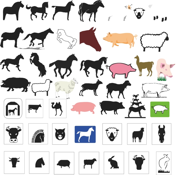 豬馬牛圖標(biāo)動物指示牌圖片