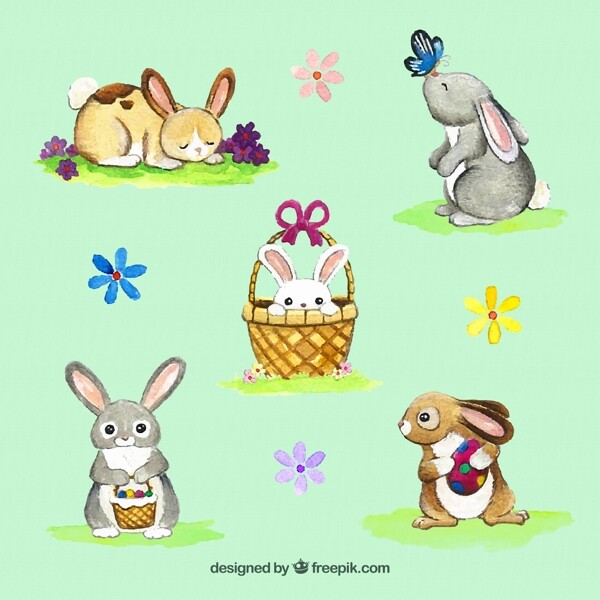 可爱彩绘兔子图片