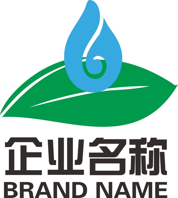 水滴绿叶节能环保公司标志设计