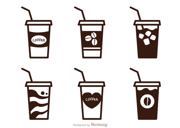 线性冰咖啡图标