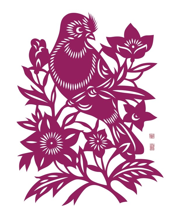中國(guó)傳統(tǒng)剪紙矢量的鳥(niǎo)