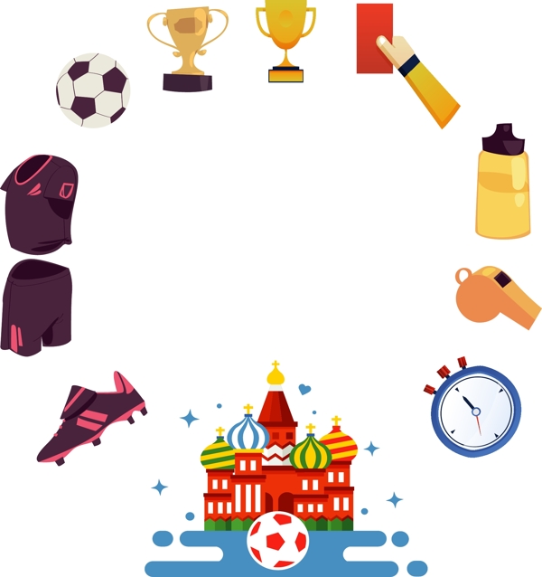 俄罗斯世界杯足球用品边框