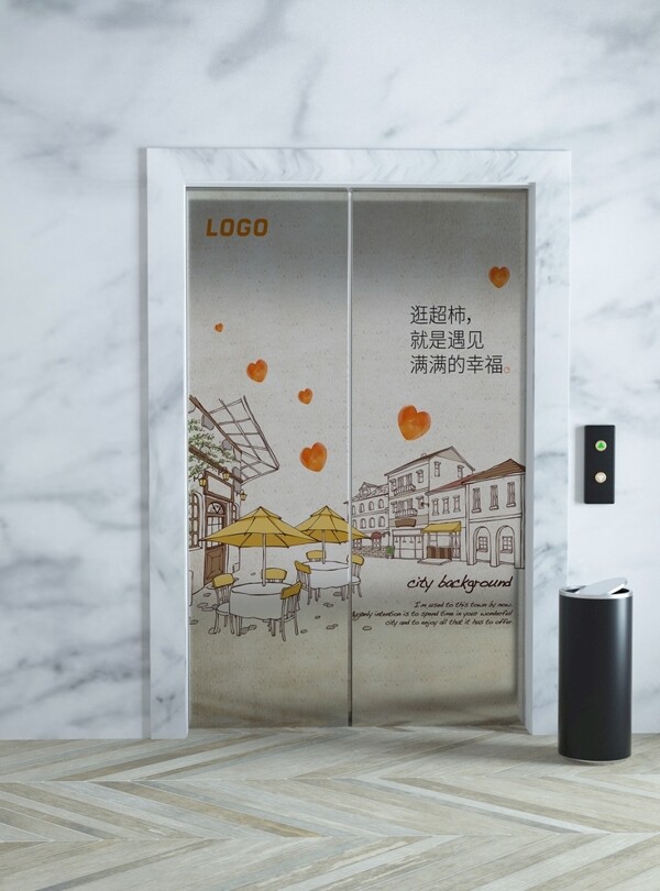 电梯门安全门广告画面图片