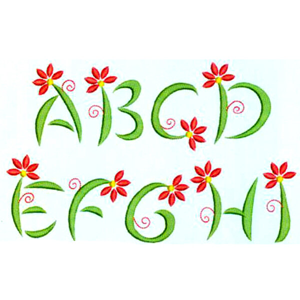 繡花文字字母花朵免費素材