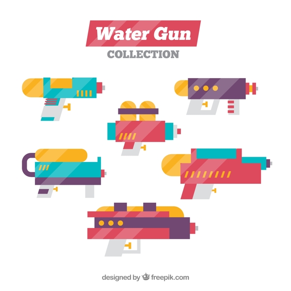 6款彩色水枪玩具侧面