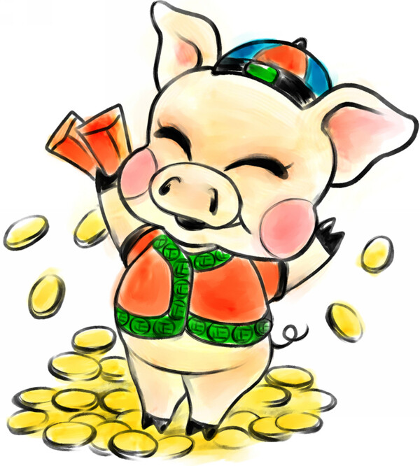 小猪插画