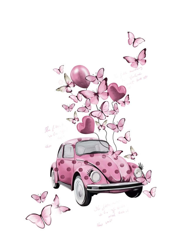 卡通汽車蝴蝶